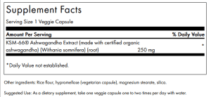 Swanson Ultimate Ashwagandha KSM-66 - sastav proizvoda
