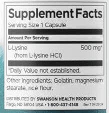 Swanson - Lysine Sastav