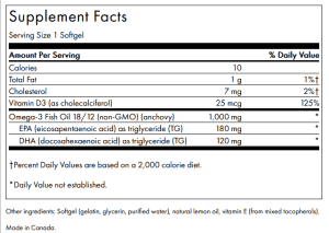 Swanson Omega-3 Fish Oil – riblje ulje s omega-3 masnim kiselinama - sastav 