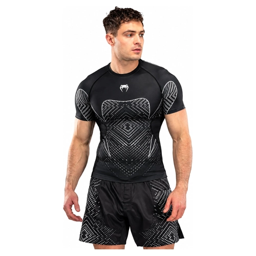 Venum Midnight Fury Short Sleeve Rashguard - Black/Grey/Silver